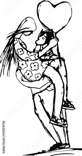a man hugs and hold a woman