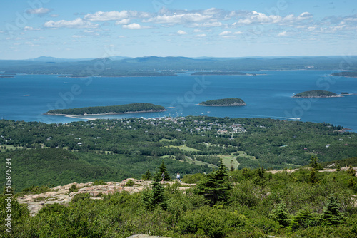 View of Bar Harbor from Cadillac Mountain, Acadia National Park, Maine