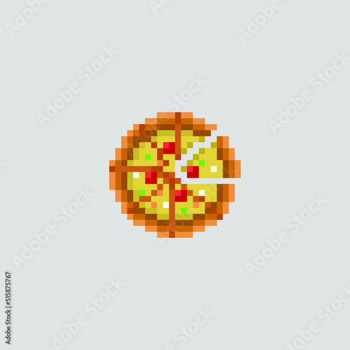 pizza in pixel art style