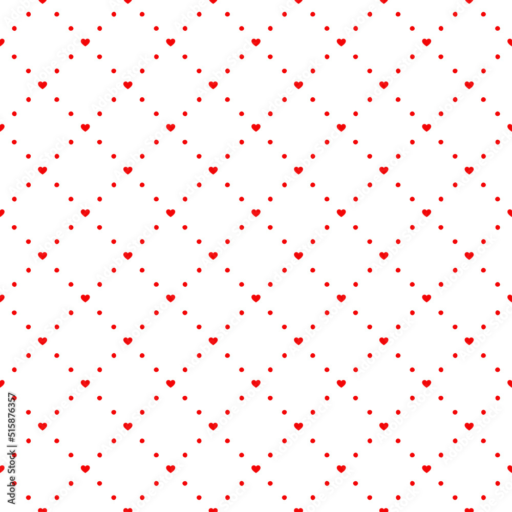 Red tiny hearts with dots seamless pattern.