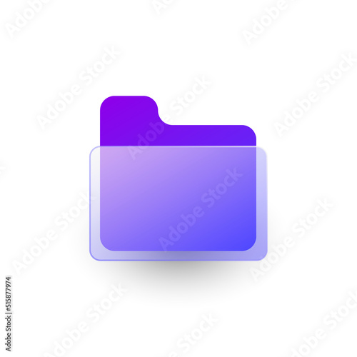 Gradient glass morphism folder icon design vector