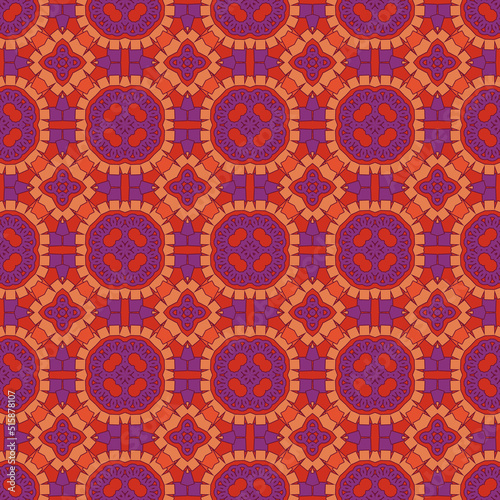 Seamless Pattern in Purple and Shades of Orange