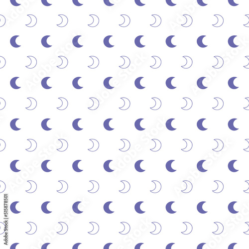 Very peri color moon seamless pattern with white background.