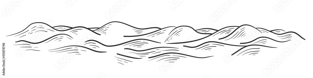 Hand drawn panorama environment. Cartoon doodle nature landscape isolated on white background. Line silhouettes composition. Vector illustration. Hand drawn panorama environment. Cartoon doodle nature landscape isolated on white background. Line silhouettes composition. Vector illustration.