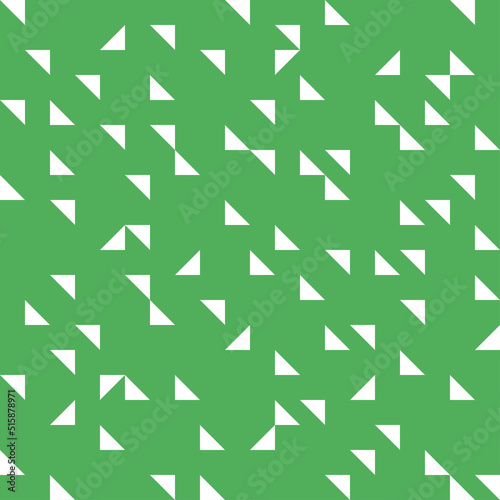 Green seamless pattern with white triangles.