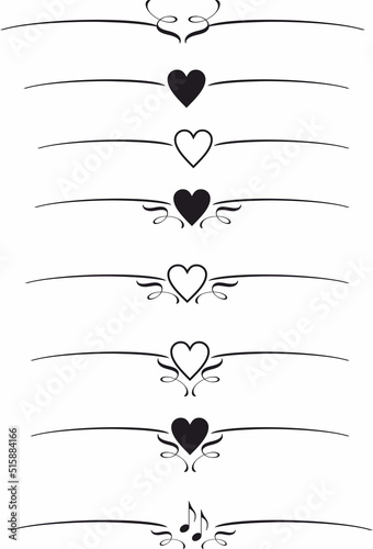decorative heart delimiter separator element set
