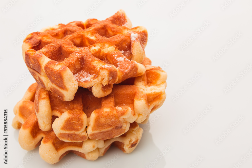French waffles on a white background French waffles on a white background