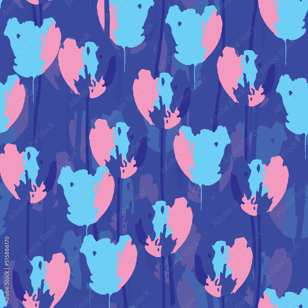 seamless plants pattern background abstract tulip flowers , greeting card or fabric