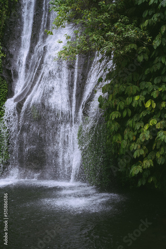 Mountain waterfall  Bali landscape  Indonesia. Tourism in Bali.