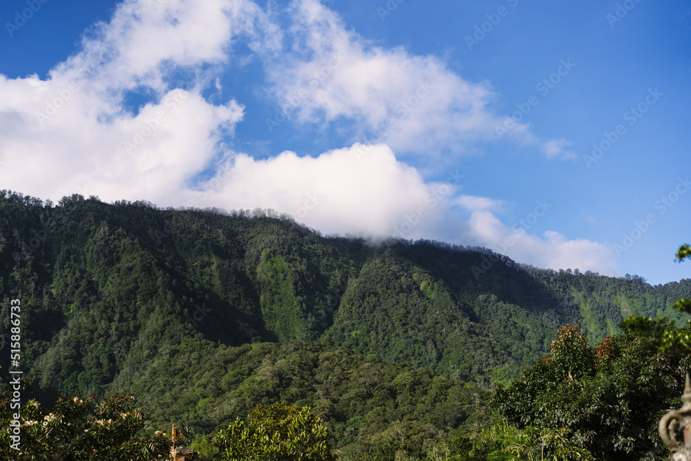 Bali, Indonesia, tropical view, mountains and sky, landscape.