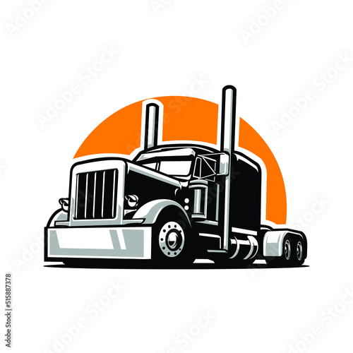Premium semi truck 18 wheeler freight silhouette vector illustration
