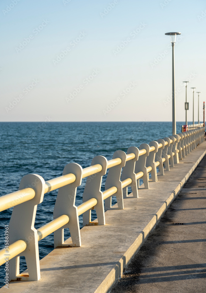 Naklejka premium il Pontile di Forte dei Marmi con il mare, in un pomeriggio d'estate