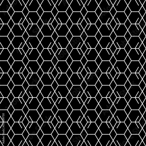 Vector illustration. The texture of the contour hexagon. Black and white geometric seamless pattern. Mosaic abstract background. Hexagonal repeating geometric polygon texture.