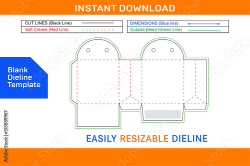 Shopping bag with rope carry bag and shoebox dieline template and 3D box Blank dieline template