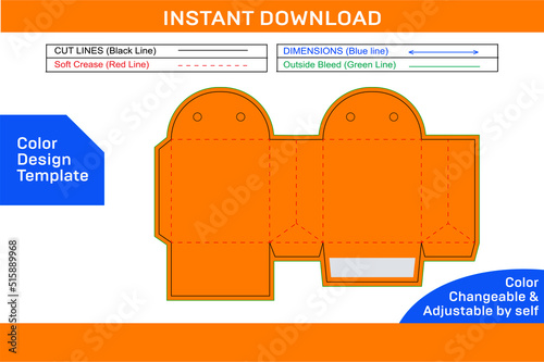 Shopping bag with rope carry bag and shoebox dieline template and 3D box Color Design Template