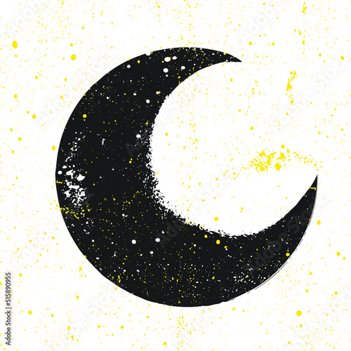 Grunge scratch Vector Illustration of Moon 