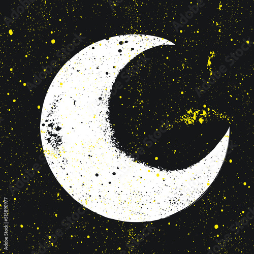Grunge scratch Vector Illustration of Moon 
