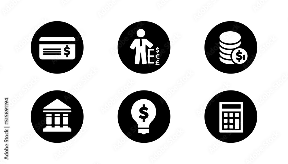 Big set with finance icon isolated on white background.