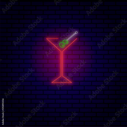 Neon martini glass