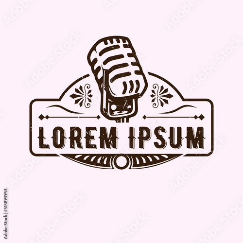 Music label vintage recording mic vector eps 10 download