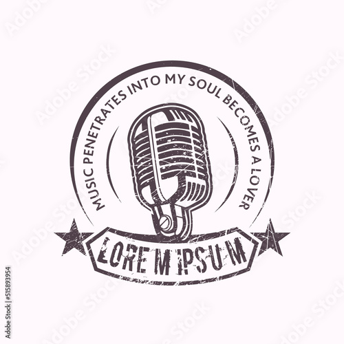Music label vintage recording mic vector eps 10 download