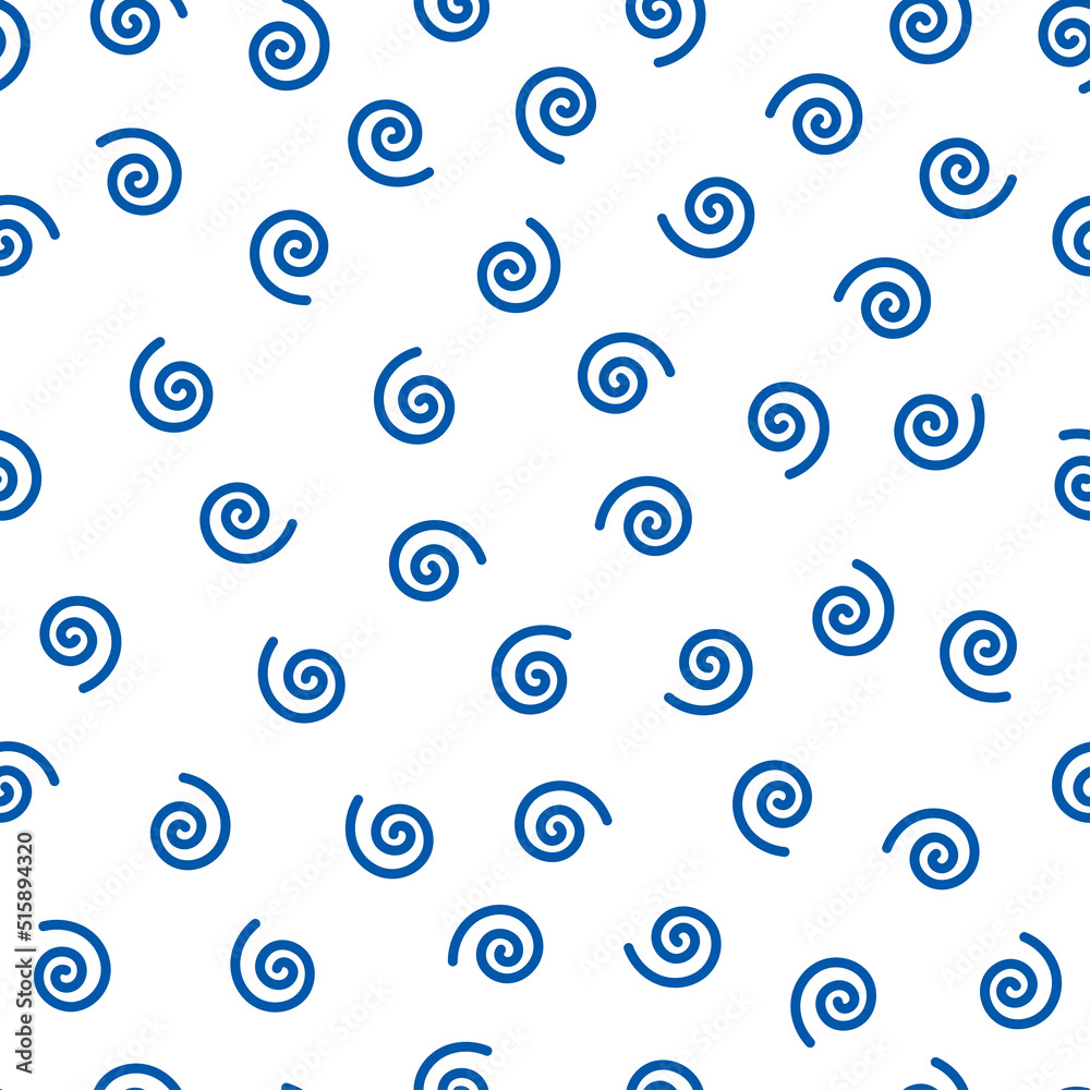 Blue spirals seamless pattern with white background. Blue spirals seamless pattern with white background.