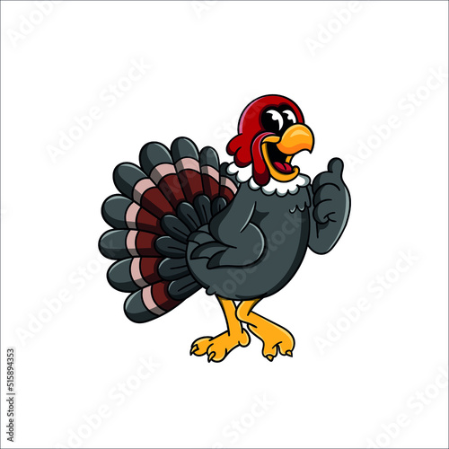 Cartoon Turkey Bird Mascot Character. Vector Illustration photo