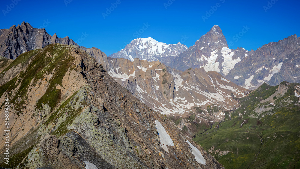 Blick zum Mont Blanc vom Großen St. Bernhards-Pass