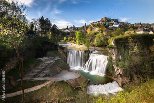 Jajce town in Bosnia and Herzegovina, famous for the beautiful Pliva waterfall photo