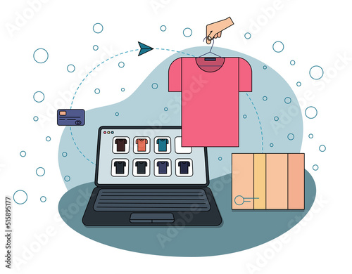 Online shopping. Buying clothes online and getting it delivered to your home. 