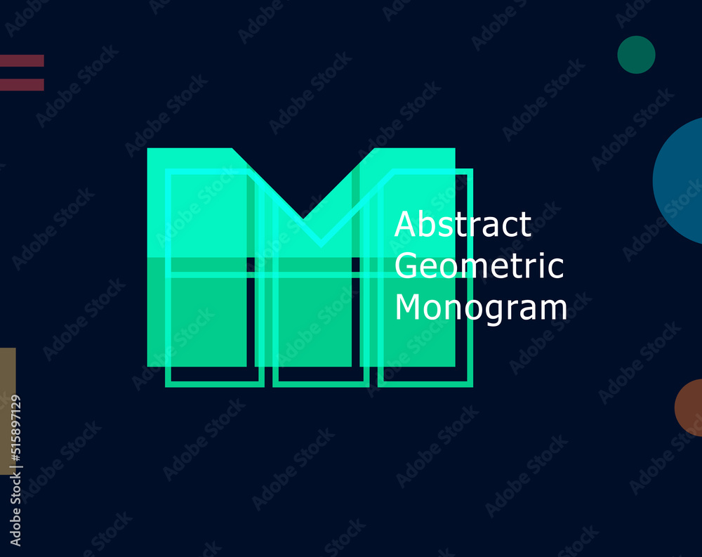Abstract geometric letter M graphic concept. Color unusual shape for logo and monogram design template. Bauhaus or Memphis style geometric symbol. Vector illustration. Abstract geometric letter M graphic concept. Color unusual shape for logo and monogram design template. Bauhaus or Memphis style geometric symbol. Vector illustration.