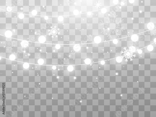  Vector illustration of a light garland on a transparent background.