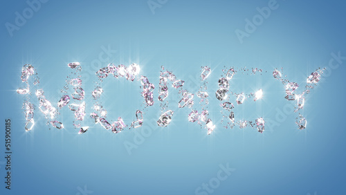 Fototapeta Naklejka Na Ścianę i Meble -  money - diamond text on light blue bg - abstract 3D illustration