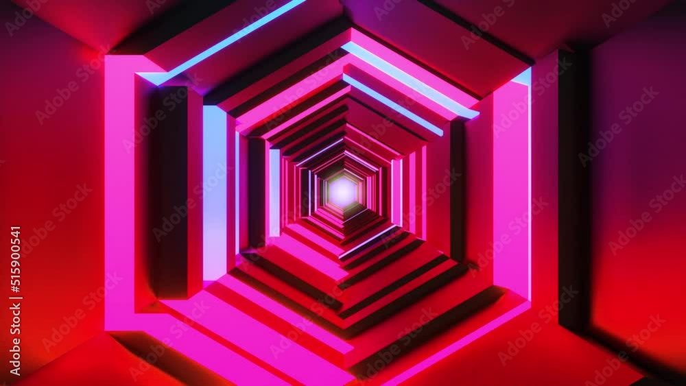4K – Sci-fi Hexagon Corridor, Animation.3840×2160.13 Second Long.LOOP.