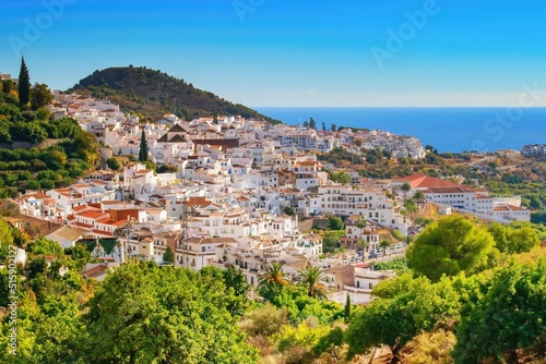Beautiful arial view on famous white spanish village Frigiliana, Andalusia, Spain photo