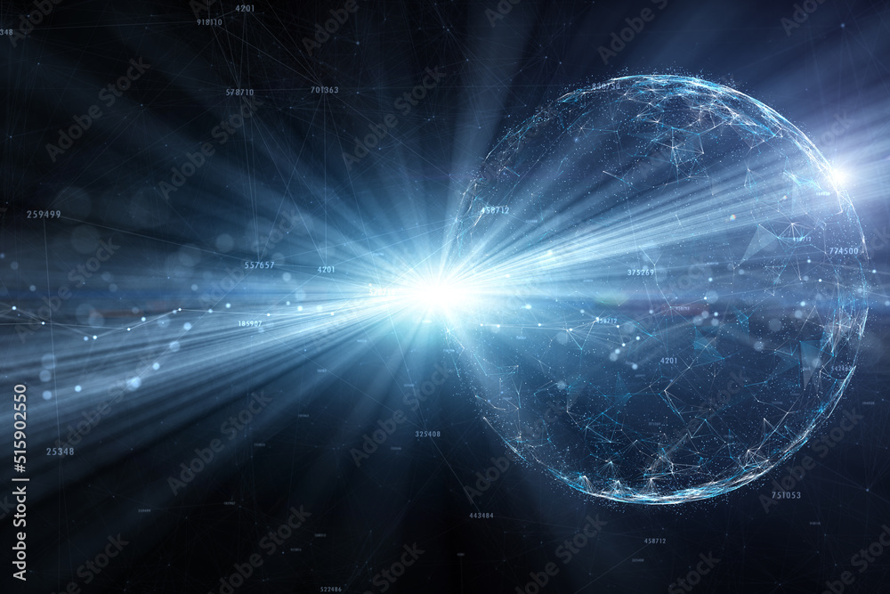 Futuristic digital sphere with shining light rays illustration. Futuristic digital sphere with shining light rays illustration.