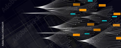Neural network concept. Connected cells with links. High technology process. Abstract background