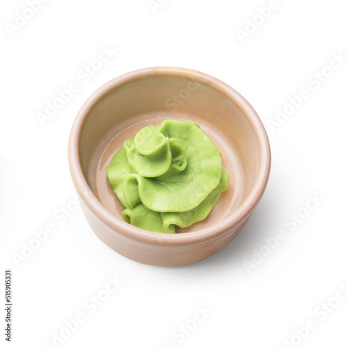 wasabi in a plate on a white background