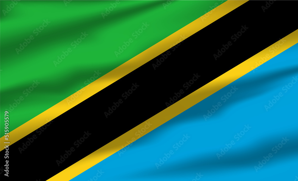 Vector Tanzania Flag Waving Realistic Flowing Flags Vector Tanzania Flag Waving Realistic Flowing Flags