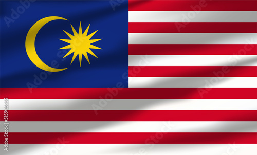Vector Malaysia Flag Waving Realistic Flowing Flags