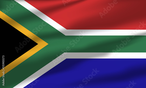 Vector South Africa Flag Waving Realistic Flowing Flags