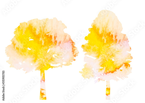 tree watercolor silhouette  isolated  vector