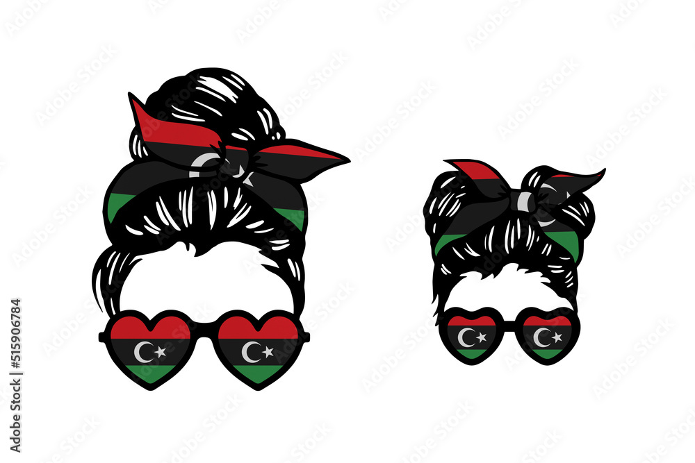 Family clip art in colors of national flag on white background. Libyan Arab Jamahiriya Family clip art in colors of national flag on white background. Libyan Arab Jamahiriya