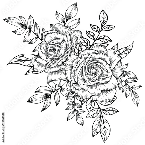 Wallpaper Mural outline flower bouquet decoration Torontodigital.ca