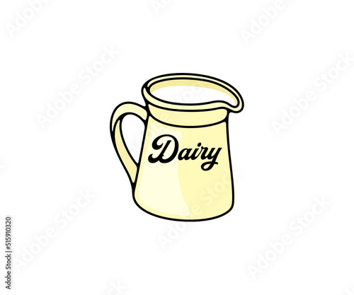 Jug of milk, dairy, food and drink, logo design. Meal, drinking, milk farm and dairy factory, vector design and illustration