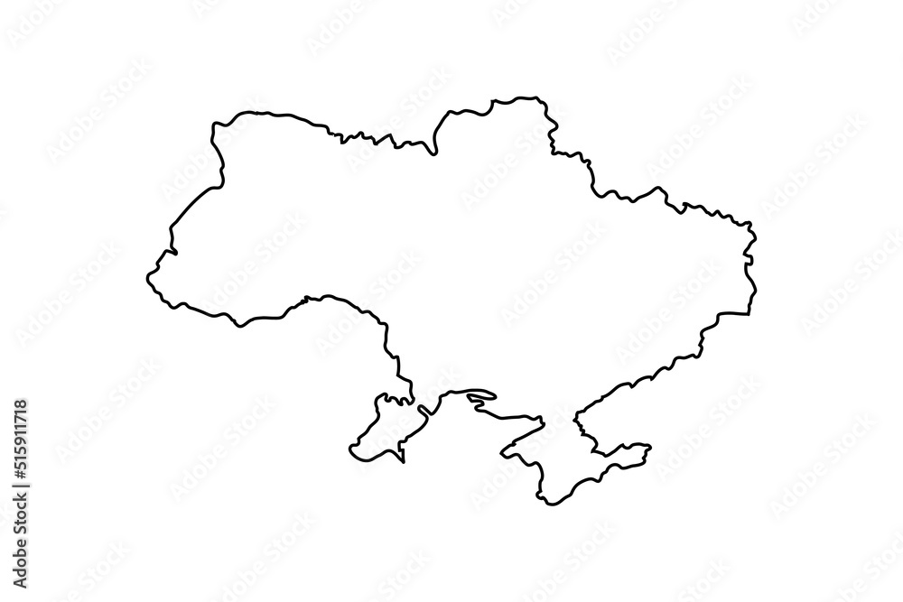 Ukrainian flag outline, isolated on white background. Black contour silhouette icon, national emblem sign. Symbol of Ukraine country. Patriotic design. Concept patriotism, freedom Vector illustration