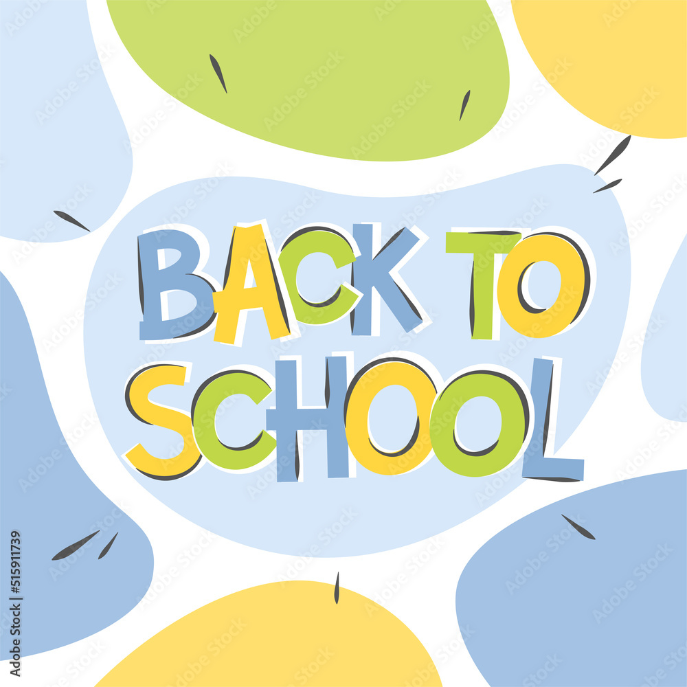 Fototapeta premium Back to school. Abstract background with hand drawn inscription. Design poster for sales, for ads. Vector illustration.