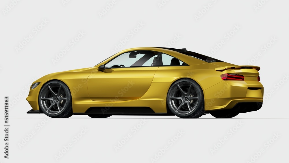 Obraz premium 3D rendering of a brand-less generic concept car 