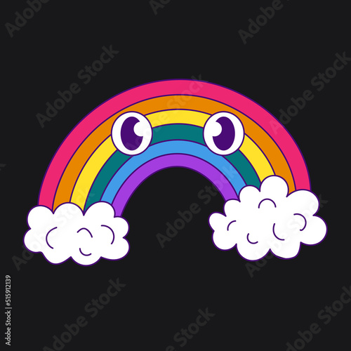 Acid Rainbow Poster. Hippie Psychedelic Artwork for your design. Vector retro art