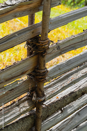 Detail of traditional Norwegian Valdres fence, called 